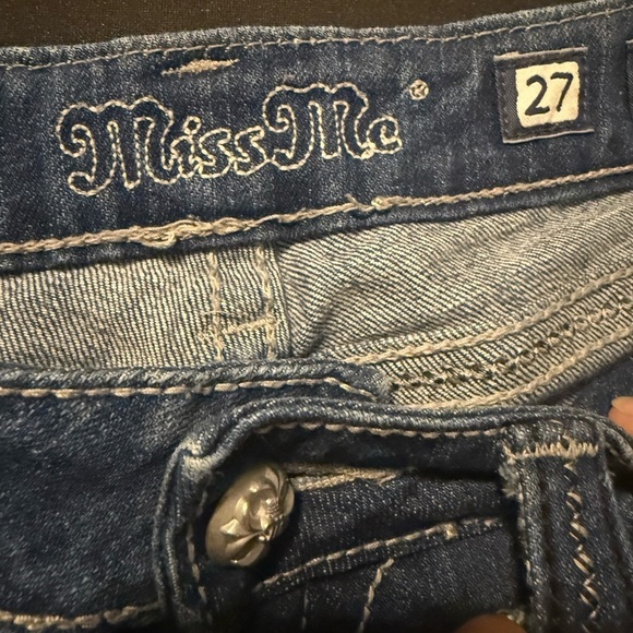 Miss Me Blue Skinny Jeans with Vintage Distress size 27 - Picture 5 of 9